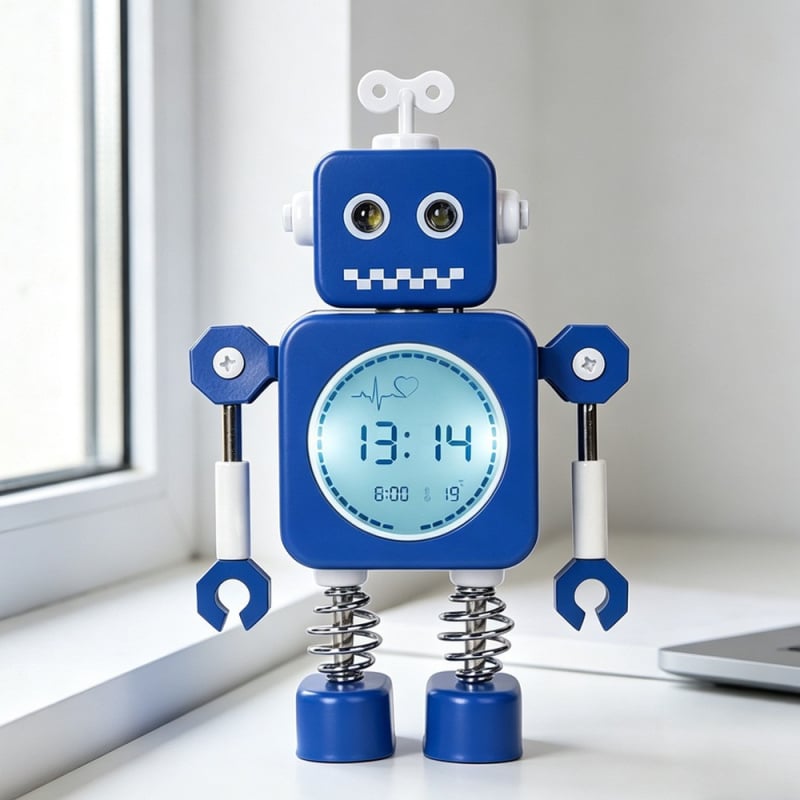 Ceas de birou LED cu temă desen animat pentru elevi și copii, alarmă puternică, design modern minimalist