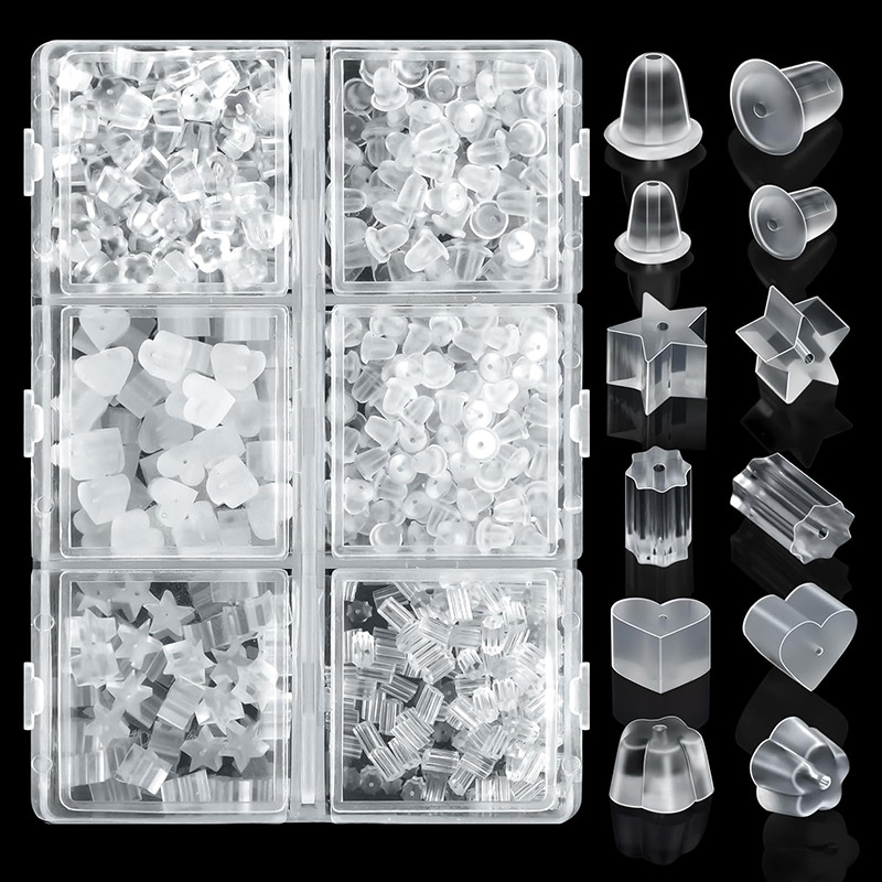 Σετ σιλικονούχων ωτοασπίδων με διαφανείς καπάκια σε σχήμα frisbee – αξεσουάρ DIY κοσμημάτων