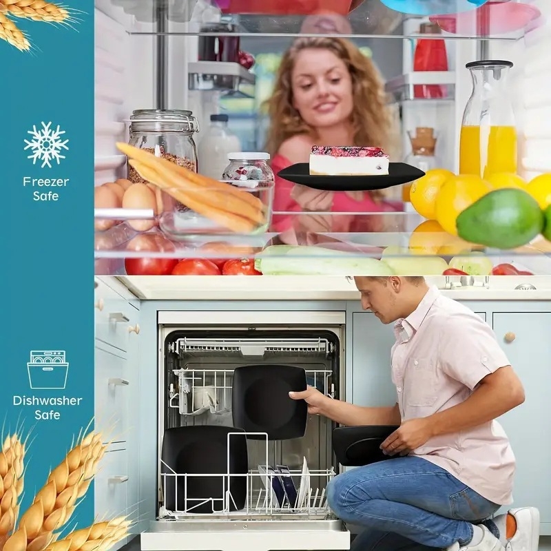 Σετ τραπεζιού: τετράγωνο πιάτο για κυρίως γεύμα, μπολ σαλάτας, ποτήρι νερού και πιάτο από άχυρο σιταριού – σετ σκευών