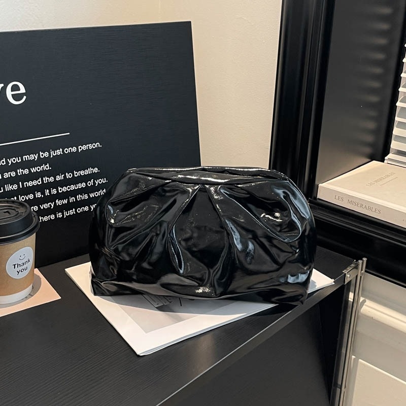 Γυναικεία βραδινή clutch με σχέδιο νέφους και πιέτες, PU δέρμα, μεσαίου μεγέθους