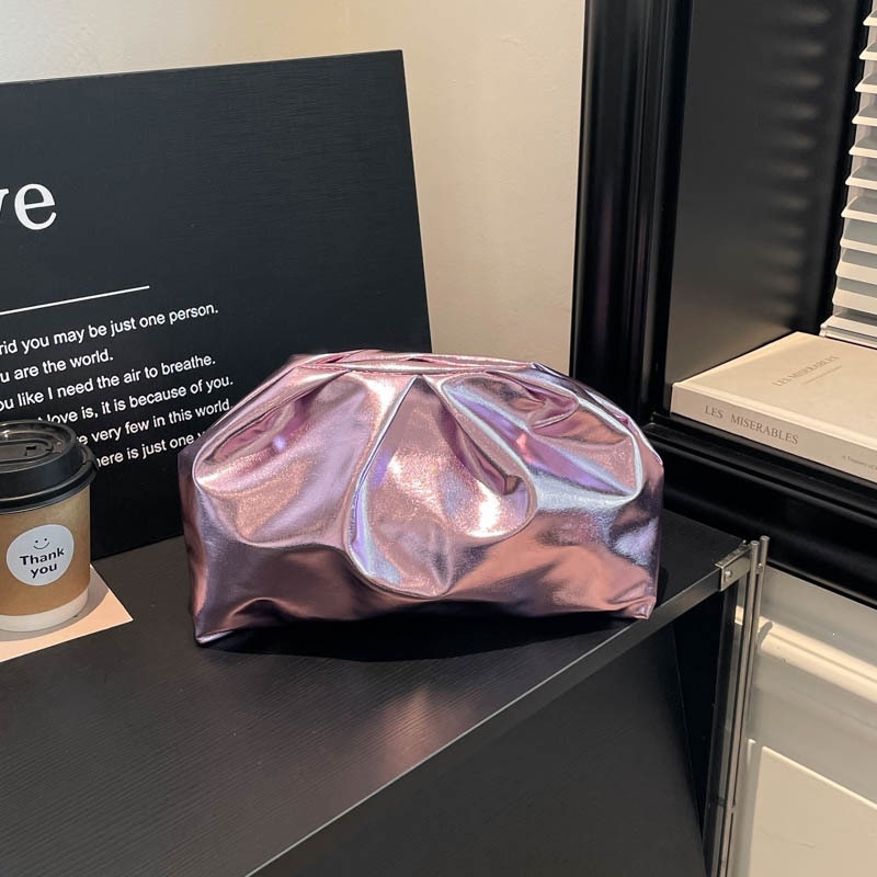 Γυναικεία βραδινή clutch με σχέδιο νέφους και πιέτες, PU δέρμα, μεσαίου μεγέθους