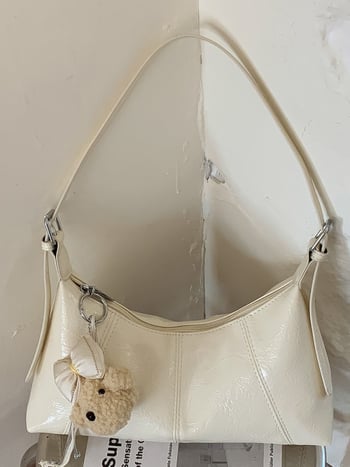 Geantă crossbody din PU, formă semilună, texturată, capacitate mare, primăvara 2026