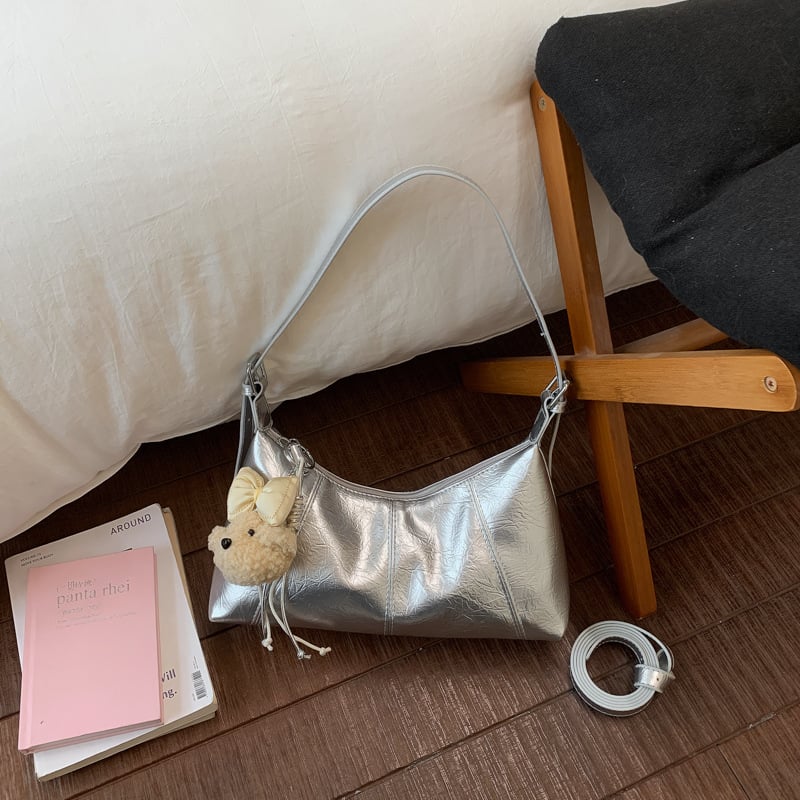 Geantă crossbody din PU, formă semilună, texturată, capacitate mare, primăvara 2026