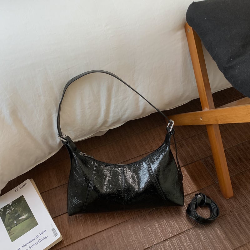 Geantă crossbody din PU, formă semilună, texturată, capacitate mare, primăvara 2026