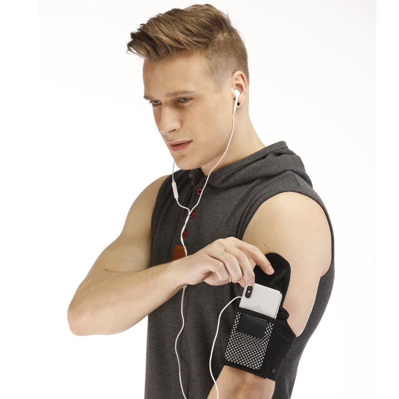 Légáteresztő hálós karpánt telefon-tartóval, uniszex, futáshoz
