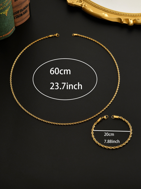 Σετ στριφτής αλυσίδας 18K χρυσό επίχρυσο για άνδρες – Κολιέ και βραχιόλι