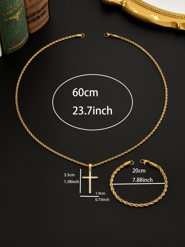 Σετ στριφτής αλυσίδας 18K χρυσό επίχρυσο για άνδρες – Κολιέ και βραχιόλι