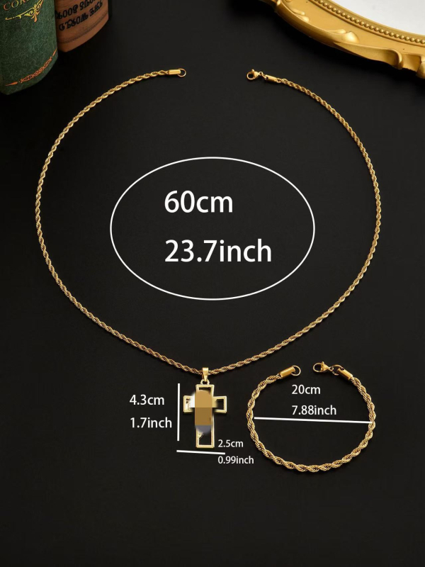 Σετ στριφτής αλυσίδας 18K χρυσό επίχρυσο για άνδρες – Κολιέ και βραχιόλι