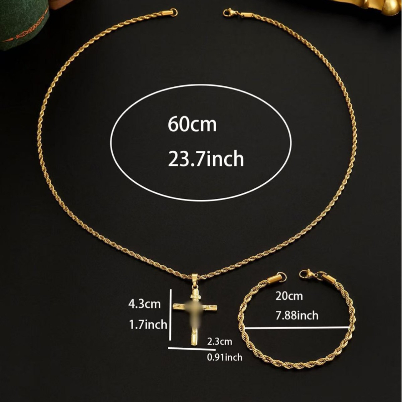 Σετ στριφτής αλυσίδας 18K χρυσό επίχρυσο για άνδρες – Κολιέ και βραχιόλι