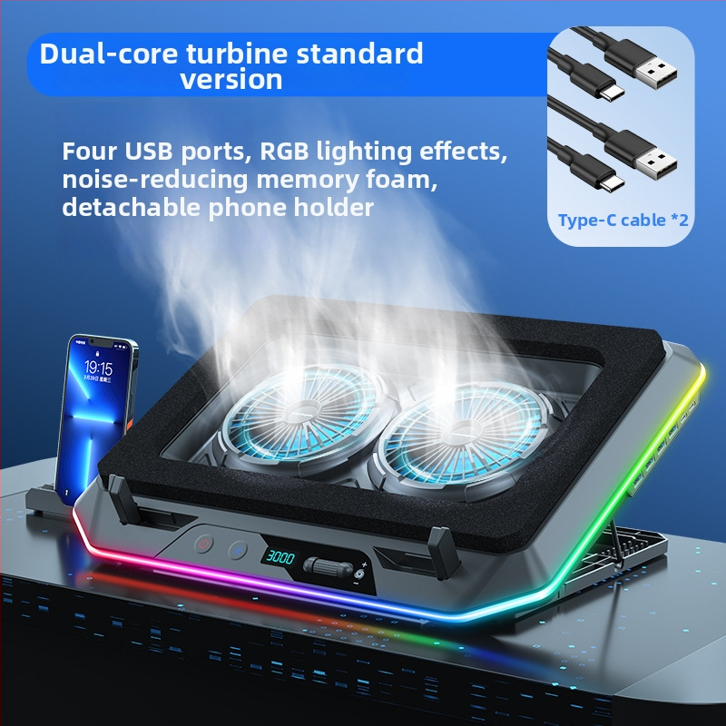 A8 nosač za hlađenje laptopa s RGB osvjetljenjem, tihim hlađenjem