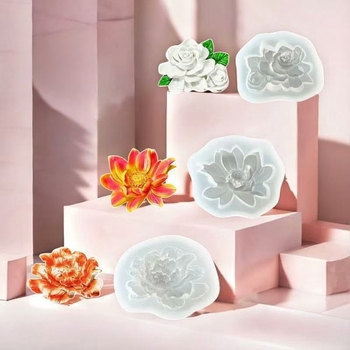 Szilikon tortadíszítő forma lótusz- és gardenia virágokkal; fondant, csokoládé és sütés számára; formák szappanhoz és gipszhez