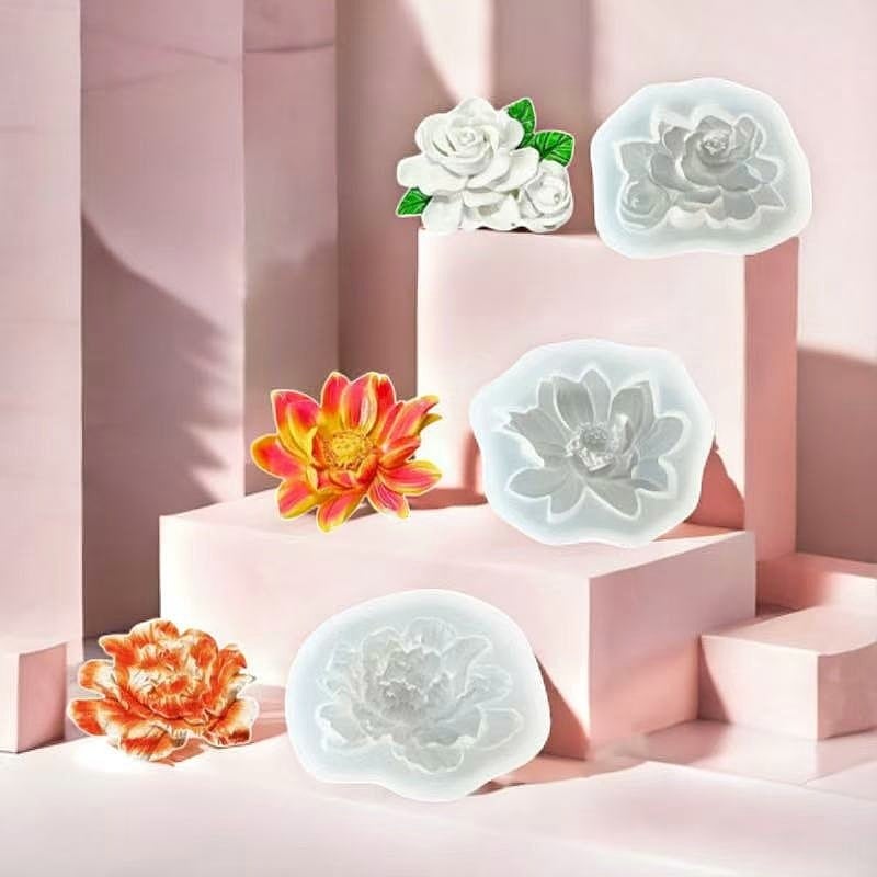 Szilikon tortadíszítő forma lótusz- és gardenia virágokkal; fondant, csokoládé és sütés számára; formák szappanhoz és gipszhez