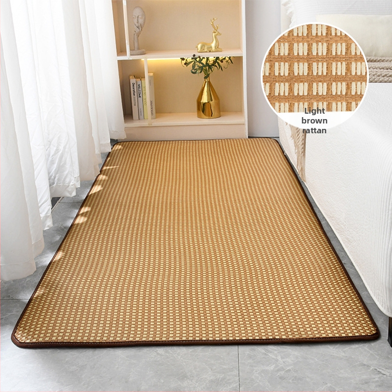 Letná slamená rohožka na spanie, ručne pletená štvorcová rohožka v štýle tatami do spálne, ľahko skladná.