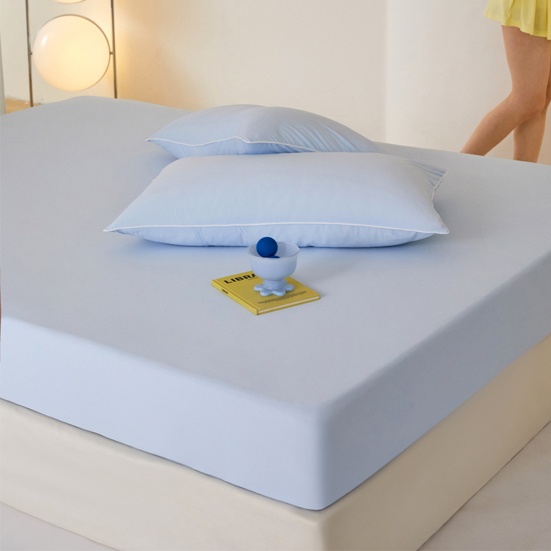 Σετ σεντόνια από νάιλον με αίσθηση ice-silk για μονό κρεβάτι — μονόχρωμο, μινιμαλιστικό τρίπτυχο με μαξιλαροθήκες