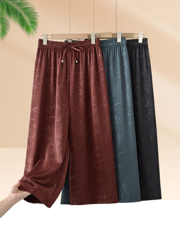 Κομψά παντελόνια wide-leg με ψηλή μέση για καλοκαίρι, ελαφρύ ύφασμα και όμορφη πτώση, μήκος 3/4, για ώριμες γυναίκες