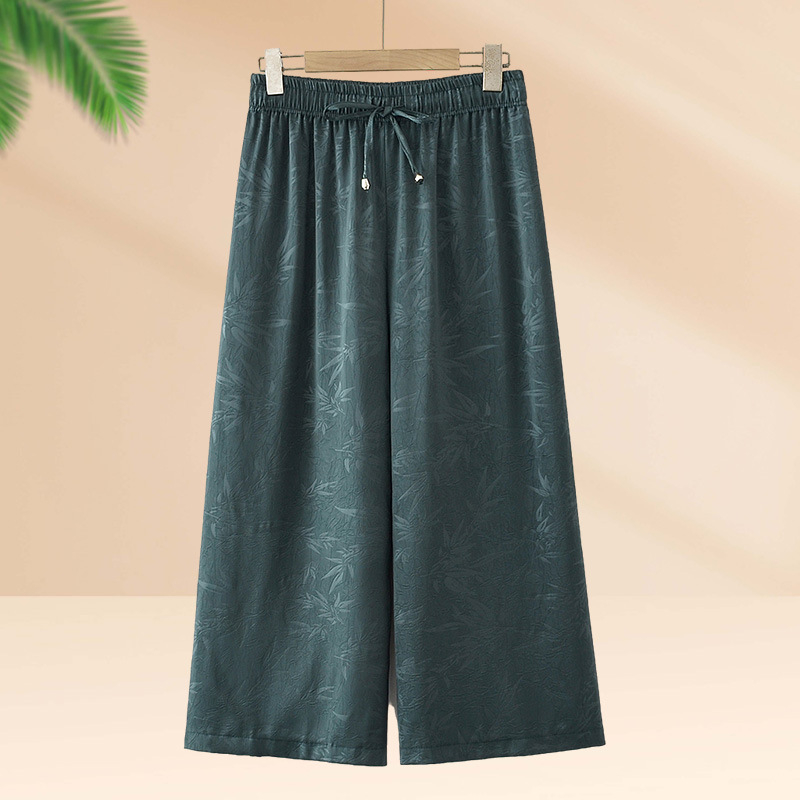 Κομψά παντελόνια wide-leg με ψηλή μέση για καλοκαίρι, ελαφρύ ύφασμα και όμορφη πτώση, μήκος 3/4, για ώριμες γυναίκες