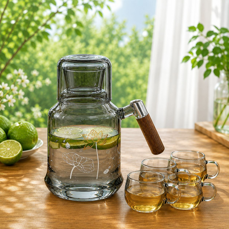 Nagy kapacitású, hőálló boroszilikát üvegből készült teáskanna, otthoni és éttermi használatra, gyümölcs-tea kanna