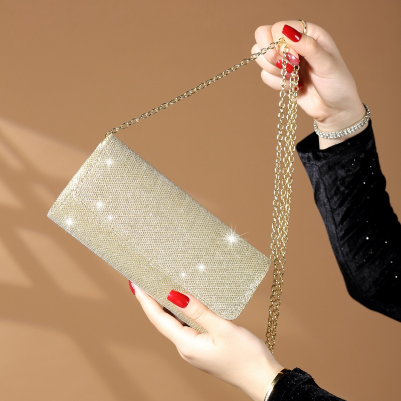 PVC μίνι τσάντα clutch με αλυσίδα – λαμπερή βραδινή τσάντα για πάρτι
