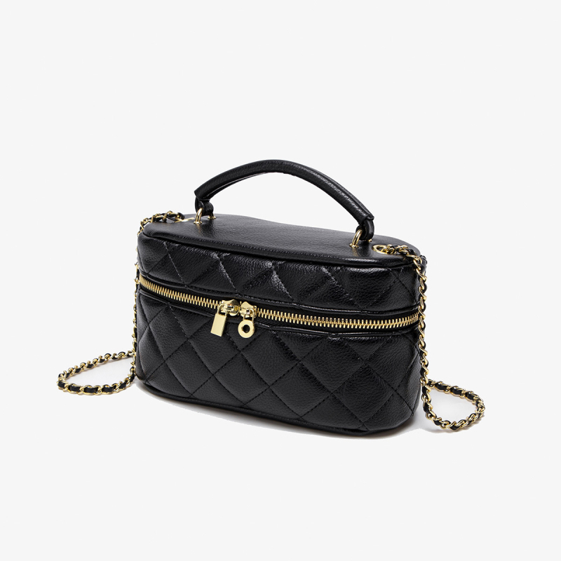 Τσάντα σε στυλ Chanel με διαμαντοειδές quilting και αλυσίδα, ευέλικτή χειραποσκευή ή crossbody, θήκη για κινητό