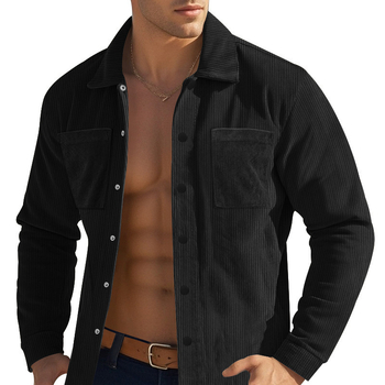 Ανδρικό πουκάμισο από corduroy, μακριά μανίκια, casual εξωτερικό με στυλ cardigan, άνετη γραμμή, φθινοπωρινό/χειμερινό 2024
