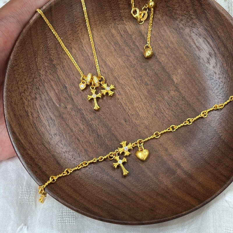 Χρυσότονου βραχιόλι-κολιέ με μενταγιόν σε σχήμα οστού ευχής, γυναικεία vintage κοσμήματα, κομψό στυλ