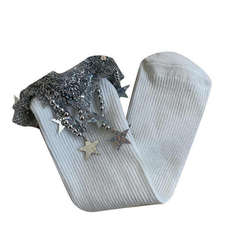 Șosete pentru fete, lungime medie, primăvară-toamnă, tricot Jacquard, bumbac combed, culoare solidă, pentru 3–8 ani