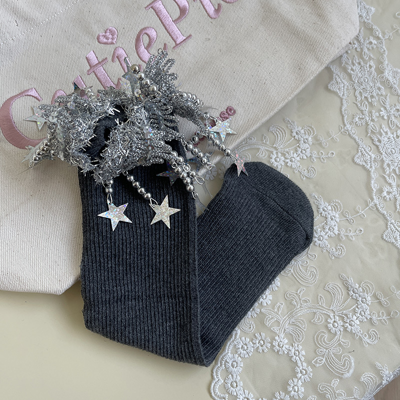 Șosete pentru fete, lungime medie, primăvară-toamnă, tricot Jacquard, bumbac combed, culoare solidă, pentru 3–8 ani