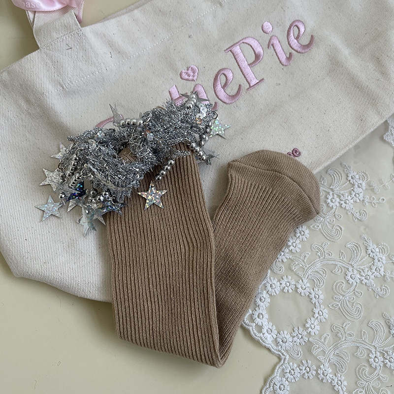 Șosete pentru fete, lungime medie, primăvară-toamnă, tricot Jacquard, bumbac combed, culoare solidă, pentru 3–8 ani