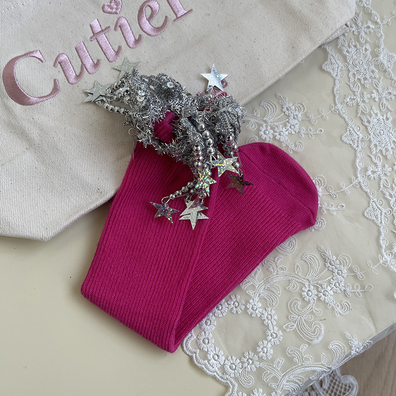 Șosete pentru fete, lungime medie, primăvară-toamnă, tricot Jacquard, bumbac combed, culoare solidă, pentru 3–8 ani