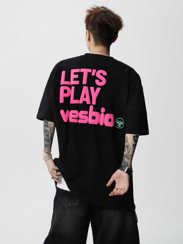 Αμερικανικού στυλ μπλουζάκι για νέους άνδρες, κοντομάνικο βαμβακερό T‑shirt με εκτύπωση γραμμάτων, φαρδιά γραμμή, καλοκαίρι