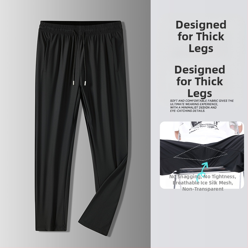 Pánske nohavice Ice Silk na beh a fitness, ľahké, voľný rovný strih, letné