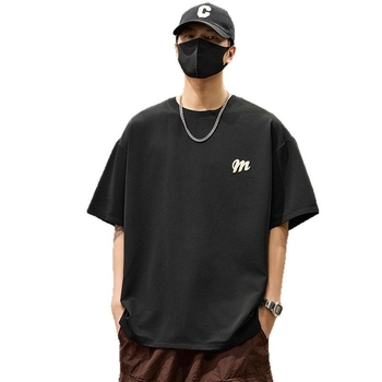 Ανδρικό βαμβακερό κοντομάνικο T-shirt, χαλαρή γραμμή, μινιμαλιστικό στυλ, υψηλής ποιότητας αίσθηση, ευέλικτο για το καλοκαίρι 2025.