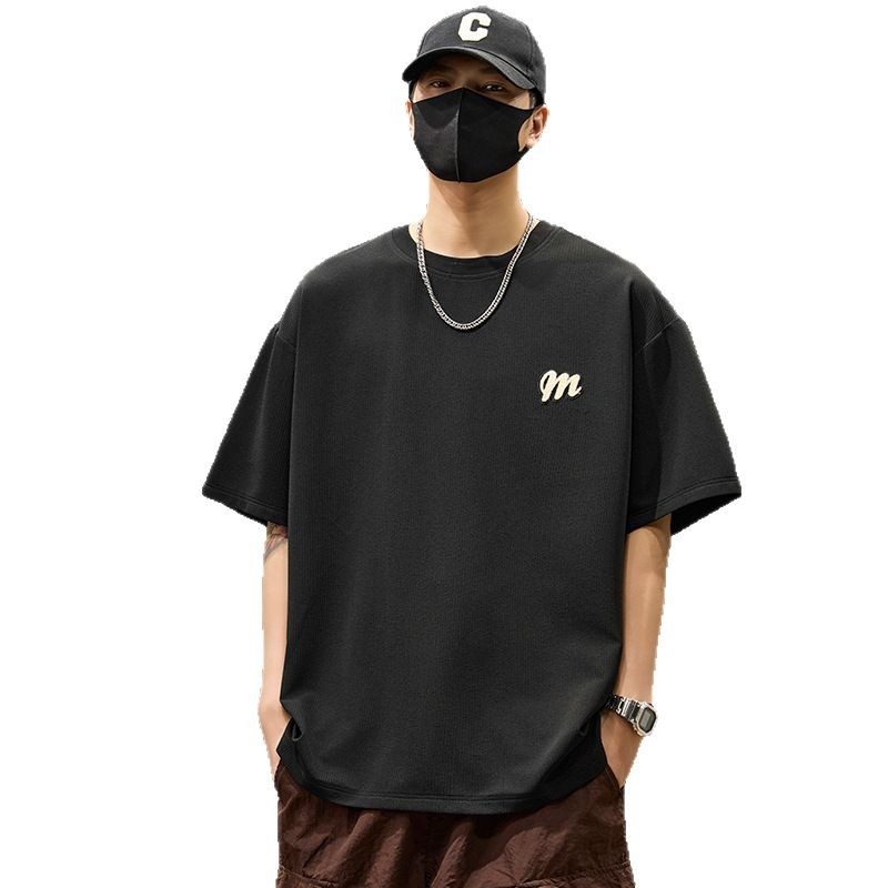 Ανδρικό βαμβακερό κοντομάνικο T-shirt, χαλαρή γραμμή, μινιμαλιστικό στυλ, υψηλής ποιότητας αίσθηση, ευέλικτο για το καλοκαίρι 2025.