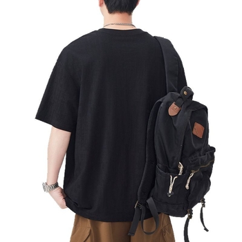 Μοντέρνο μονόχρωμο ανδρικό T‑shirt με κοντά μανίκια, χαλαρή γραμμή, στρογγυλός λαιμός, Plus size, καλοκαίρι 2025
