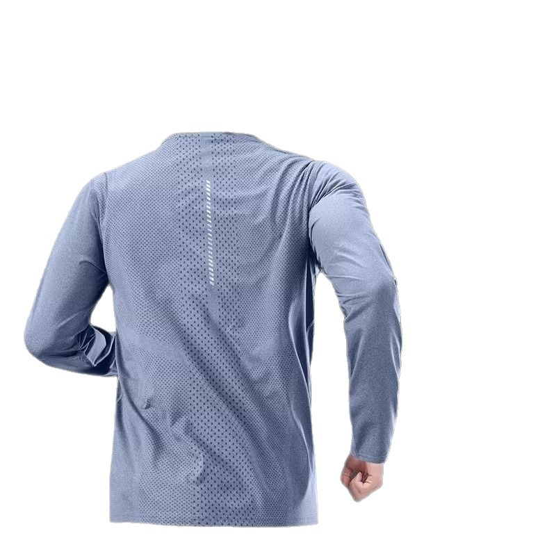 Ανδρικό μακρυμάνικο T‑shirt Ice Silk, ελαφρύ, γρήγορο στέγνωμα, UV προστασία, διαπνέον για καλοκαίρι, για τρέξιμο και γυμναστική