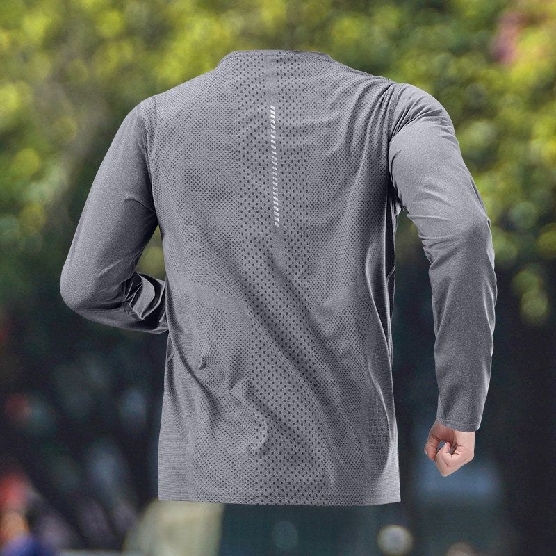 Ανδρικό μακρυμάνικο T‑shirt Ice Silk, ελαφρύ, γρήγορο στέγνωμα, UV προστασία, διαπνέον για καλοκαίρι, για τρέξιμο και γυμναστική