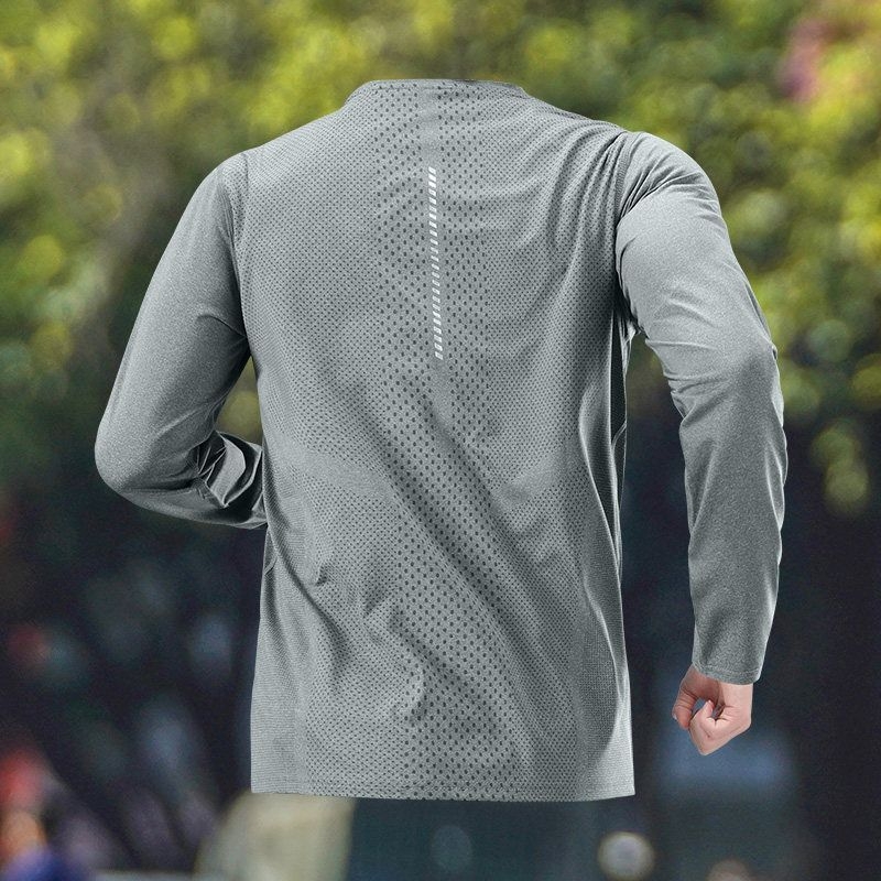 Ανδρικό μακρυμάνικο T‑shirt Ice Silk, ελαφρύ, γρήγορο στέγνωμα, UV προστασία, διαπνέον για καλοκαίρι, για τρέξιμο και γυμναστική