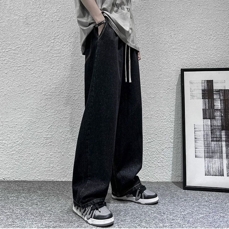 Ανδρικά τζιν σε αμερικανικό street style, άνοιξη-καλοκαίρι, νέο στυλ, ίσια γραμμή, χαλαρή εφαρμογή, φαρδιά παντελόνια, ρετρό casual