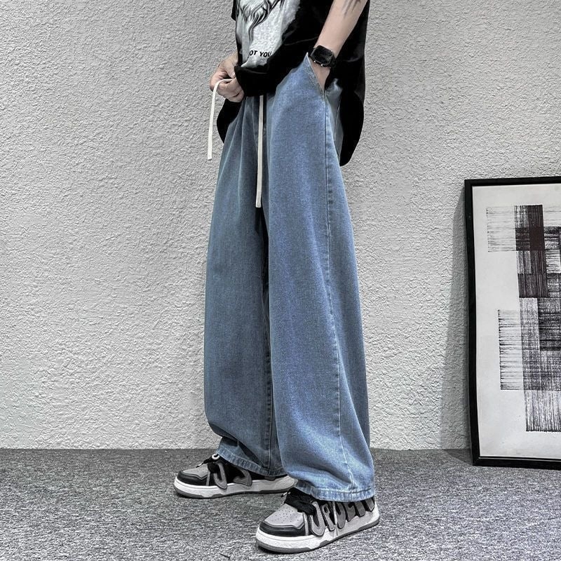Ανδρικά τζιν σε αμερικανικό street style, άνοιξη-καλοκαίρι, νέο στυλ, ίσια γραμμή, χαλαρή εφαρμογή, φαρδιά παντελόνια, ρετρό casual