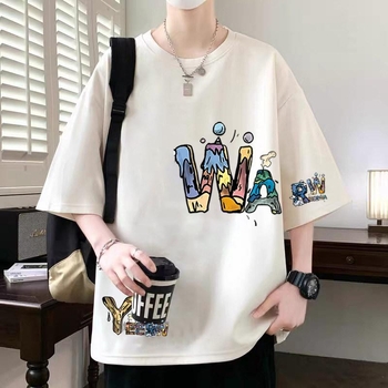 Dilonshi ανδρικό βαρέως τύπου κοντομάνικο T-shirt, καλοκαίρι 2026, αμερικανικό στυλ, χαλαρή γραμμή, 100% βαμβάκι