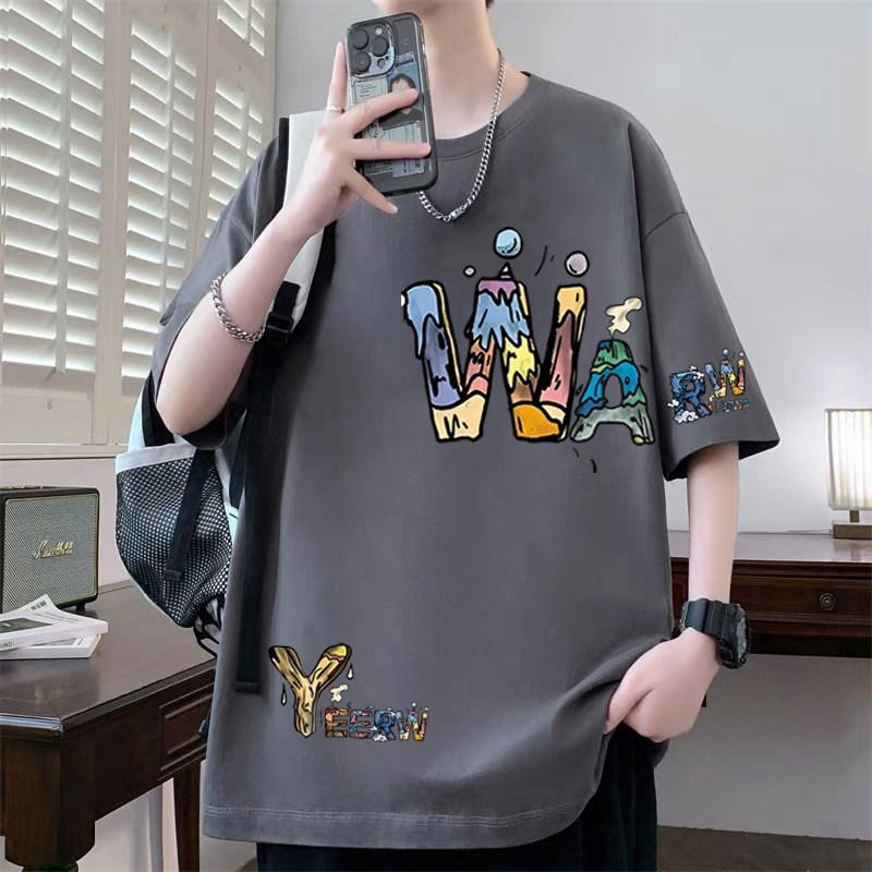 Dilonshi ανδρικό βαρέως τύπου κοντομάνικο T-shirt, καλοκαίρι 2026, αμερικανικό στυλ, χαλαρή γραμμή, 100% βαμβάκι