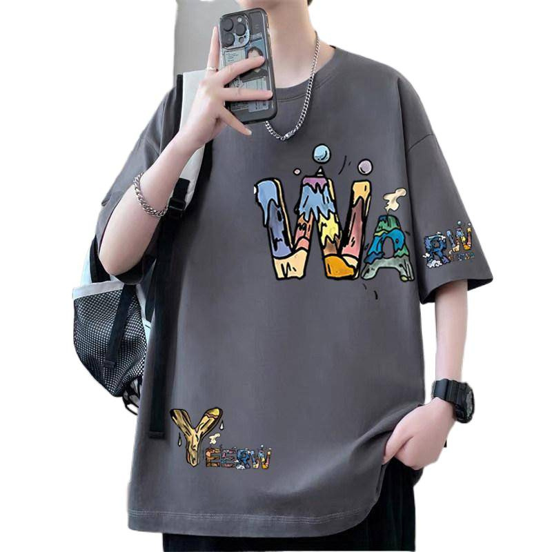 Dilonshi ανδρικό βαρέως τύπου κοντομάνικο T-shirt, καλοκαίρι 2026, αμερικανικό στυλ, χαλαρή γραμμή, 100% βαμβάκι