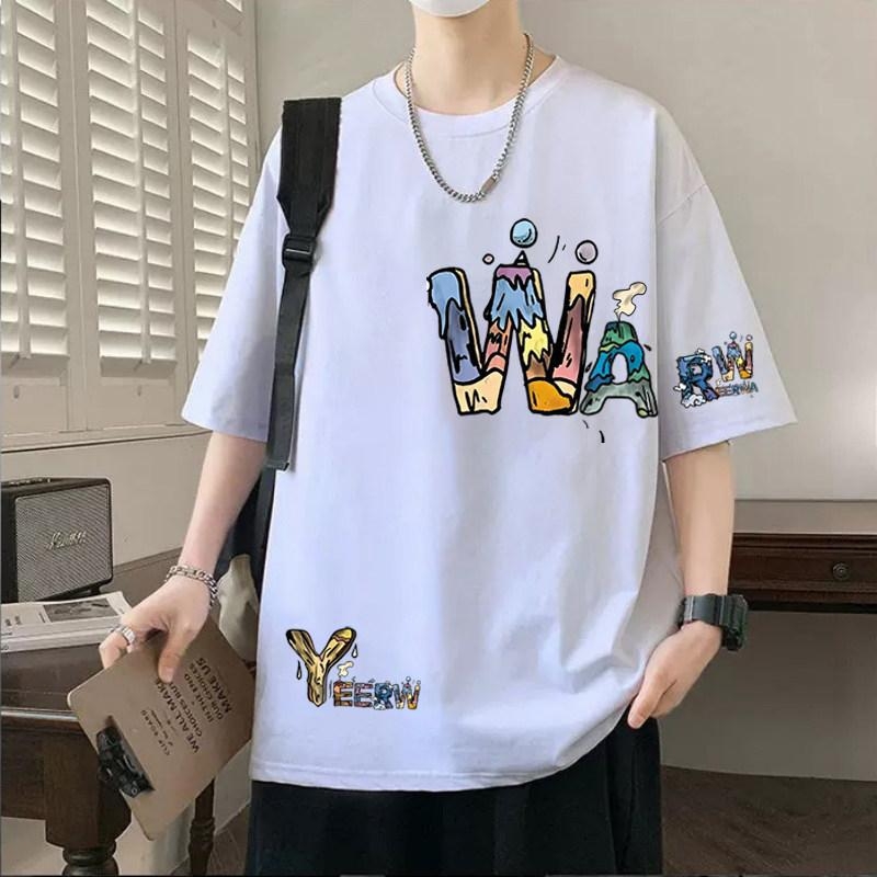 Dilonshi ανδρικό βαρέως τύπου κοντομάνικο T-shirt, καλοκαίρι 2026, αμερικανικό στυλ, χαλαρή γραμμή, 100% βαμβάκι