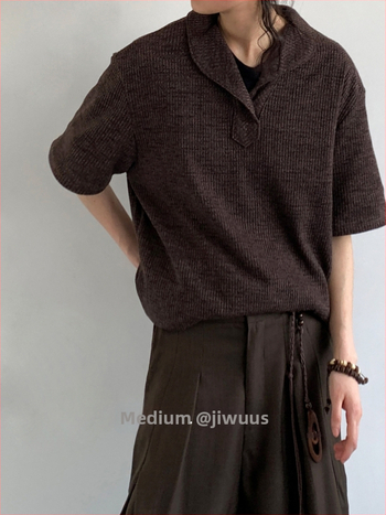 Polo tričko z bavlnenej zmesi, krátke rukávy, jednofarebné, unisex, letný ležérny top v japonskom štýle