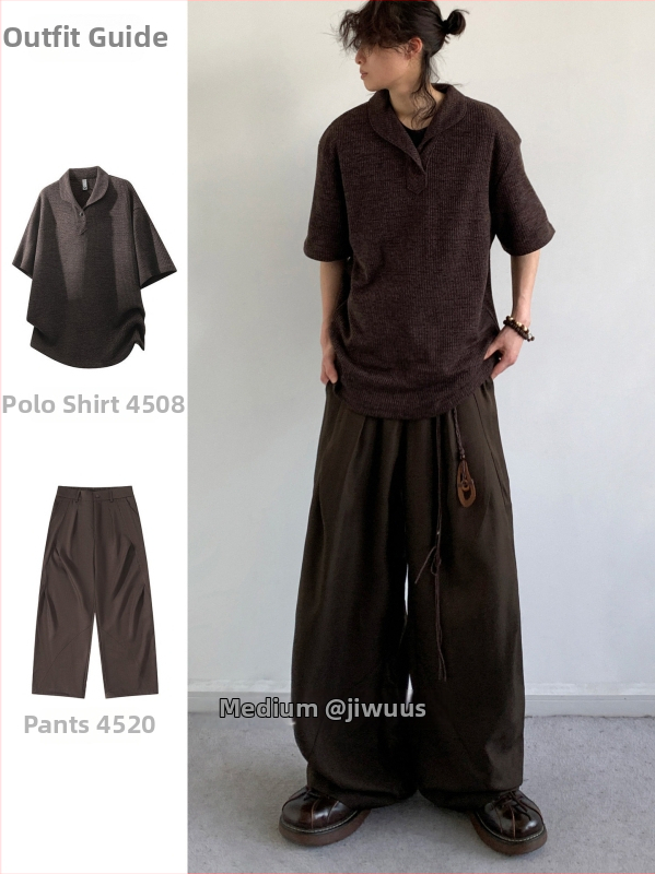 Polo tričko z bavlnenej zmesi, krátke rukávy, jednofarebné, unisex, letný ležérny top v japonskom štýle