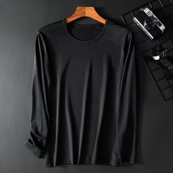 Yuelang Ανδρική Καλοκαιρινή Λεπτή Δίκτυωτή Ice-Silk Μακρυμάνικη T‑Shirt, Χαλαρή Γραμμή, Διαπνέουσα, Μονόχρωμη, Γρήγορο Στέγνωμα Πολυεστέρας