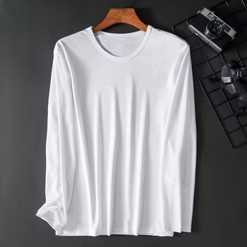 Yuelang Ανδρική Καλοκαιρινή Λεπτή Δίκτυωτή Ice-Silk Μακρυμάνικη T‑Shirt, Χαλαρή Γραμμή, Διαπνέουσα, Μονόχρωμη, Γρήγορο Στέγνωμα Πολυεστέρας