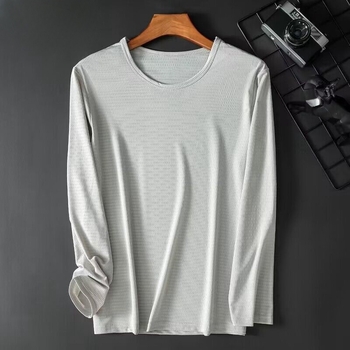 Yuelang Ανδρική Καλοκαιρινή Λεπτή Δίκτυωτή Ice-Silk Μακρυμάνικη T‑Shirt, Χαλαρή Γραμμή, Διαπνέουσα, Μονόχρωμη, Γρήγορο Στέγνωμα Πολυεστέρας