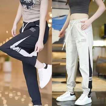 Καλοκαιρινά ultra-light παντελόνια jogger unisex από ice silk, χαλαρή γραμμή με ελαστική μέση και μανσέτες στους αστραγάλους, ευέλικτο casual στυλ
