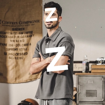 Ανδρικό πόλο με κοντά μανίκια, άνετη γραμμή, κεντημένα γράμματα, μείγμα βαμβακιού, ιαπωνικό vintage casual στυλ